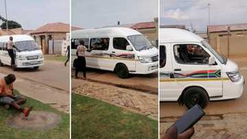 Taxi driver pulls alarming stunt as he steers car from outside and leaves it to move on its own, Mzansi divided