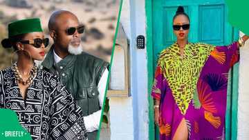 Thapelo Mokoena's wife slammed for wearing see-through skirt in family photo: "Couldn't she dress any better?”