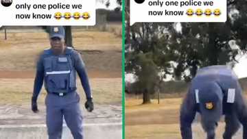 Cop doing exercise on TikTok video goes viral, Mzansi astonished police train