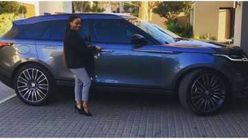 Beautiful woman in mining shows off her 'new baby', a Land Rover