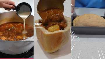 South Africans beam over foreign woman's Durban bunny chow recipe, creator captures Mzansi's vibey mood in Tiktok video, "'Omunye' in the background"