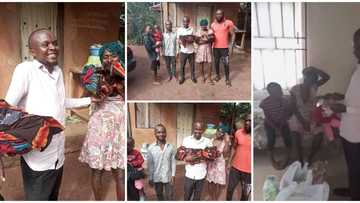 Reactions as man stuns lady who delivered twins, drives her home after paying hospital bills, splashes cash