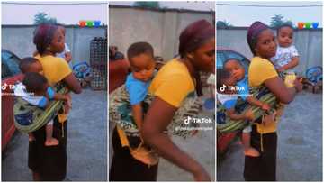 "God will help you": Strong mother of triplets backs & carries them all at once, video causes stir online