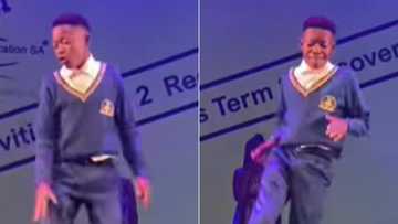 Schoolboy nails Amapiano dances on stage with sweet body moves in cute clip, left peeps in awe