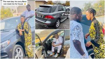 "You marry ritualist": Wife rejoices with husband who bought Mercedes Benz after scratching Lexus in video