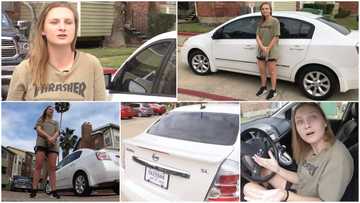 Amazing moment young lady who used to trek to work for hours gets brand new car from strangers