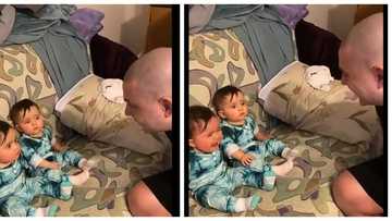 Adorable twins light internet up after seeing dad's shaved head