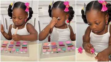 Beautiful baby girl diligently applies her own makeup, video gets 1.9 million views