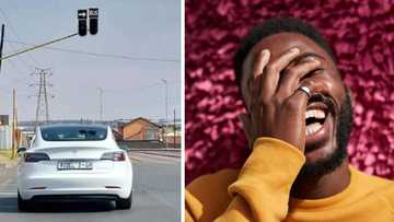 South Africans react to seeing Tesla electric Model 3 car spotted in Joburg while traffic lights aren't working