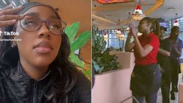 Spur celebrations are too much for young woman and she gets side-eyed by Mzansi, Bloemfontein staff says it's the "Vibe Dance"