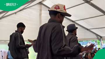 Men perform amapiano dance for lackluster crowd in TikTok video