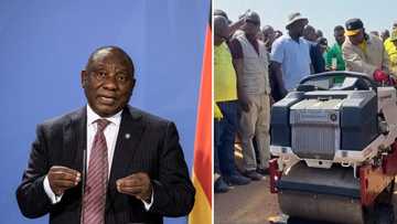 SA throws shade at video of Cyril Ramaphosa fixing pothole in Mpumalanga: "The tender was worth R5 million"