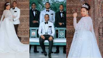 Glam wedding photos drop as handsome journo and fiancée tie the knot in lush attire