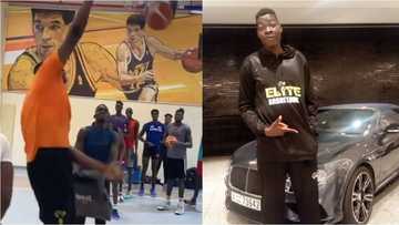 Video shows tallest basketball star Adegoke dunking without jumping