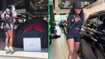 Woman jumps for joy over Mini Cooper in TikTok video, Mzansi celebrates amazing purchase