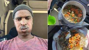 Truck driver cooks his own delicious dinner, Mzansi unsure of his cooking skills: 'Hai no'