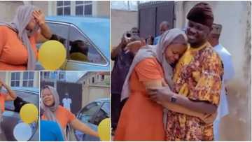 Woman gets emotional as husband gifts her Venza after giving birth to their baby, video warms hearts