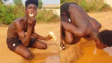 Man spotted taking bread with polluted water as 'tea'; people can't keep calm