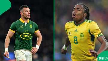Springbok star Jesse Kriel joins training session with Kaizer Chiefs legend 'Shabba'