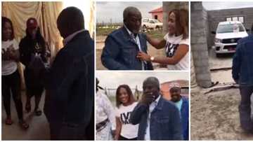 Sweet moment two ladies surprised their dad with a new car melts hearts, the man shed tears in video