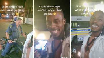 American man lets SAPS officer ride his motorbike, claims Mzansi police are pretty cool: SA busts jokes