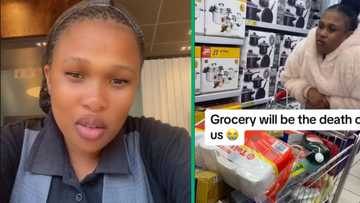 TikTok video shows woman stressed by high grocery prices as she pushes full trolley in store