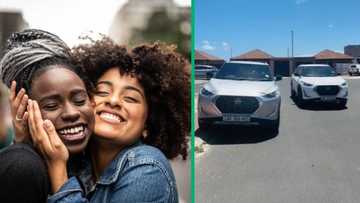 Friends buy new cars 2 weeks apart in TikTok video, new car owners drive and celebrate together