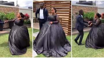 Bride's black wedding dress goes viral, video of special day leaves peeps scratching their heads over unique look