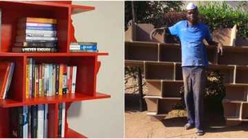 Hustle: Man designs African map shaped shelf, wows people with creativity