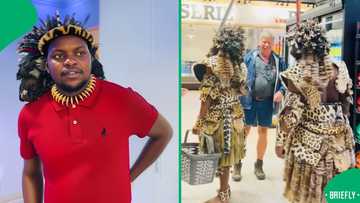 "It's giving King's attire": Shopper fascinated by Zulu men in traditional outfits, SA impressed