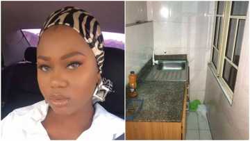 Young lady shares photo of her tiny kitchen in Lagos state, wonders how she will cook