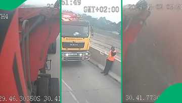 Massive KZN N3 West 3-truck collision caught on rear view footage, road worker nearly crushed