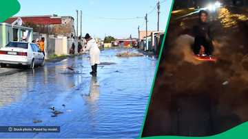 Man surfs in Cape Town floods in TikTok video, South Africa amused