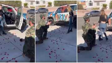 Lady screams at soldier boyfriend for spray painting her car with 'marry me', rejects proposal