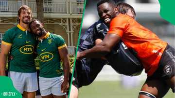 Siya Kolisi and Eben Etzebeth troll each other on social media after training, SA joins them