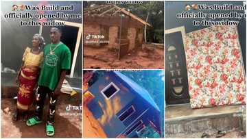 Young man builds a small house for village woman, paints it, gives her bed