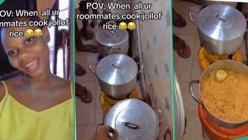 "Their kitchen is neat": Students cook 7 pots of jollof rice in school hostel, post video on TikTok