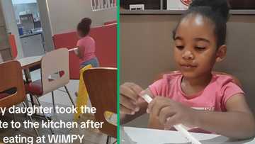 TikTok video captures cute moment, toddler takes plate to the kitchen at Wimpy: "She's raised well"