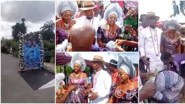 1st Photos, video as man who married 2 beautiful ladies on the same day gets sprayed with money at wedding