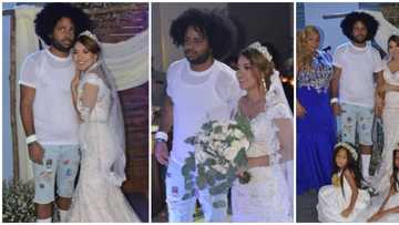 Singer Nfasis wears torn denim shorts to wed bride in stunning dress, people can't deal
