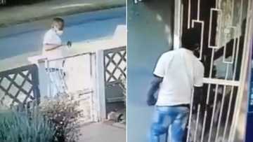 Shook thief aborts mission after homeowner opens the front door on him, people are busting