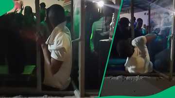 Man hangs through window while dancing at groove in TikTok video