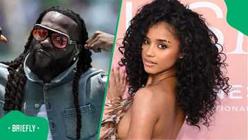 Tyla poses for a photo with Nigerian star Bura Boy after World Cup opening ceremony
