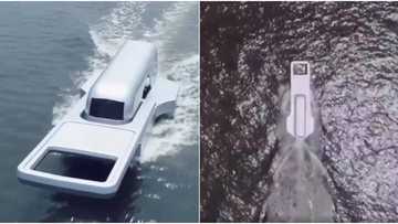 Designer creates giant 'zip' boat that looks like it's unzipping the water