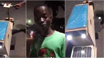 Teenager builds solar powered electric motorbike from wood that plays music