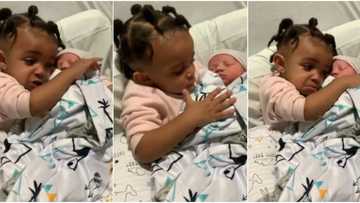 Little girl gets emotional in video as she meets baby brother for the 1st time
