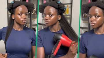 Woman amazes with bust-length 4c afro hair, blow drying routine in TikTok video has netizens floored