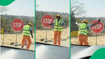 Stop-and-go roadworker's joyful dance moves go viral, video amuses and delights