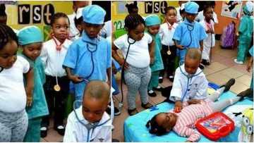 So beautiful: Adorable photo shows little kids dressed as doctors examining a 'patient', many react