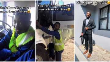 "She left me because I was a truck driver": Man dumped by lady posts new video as he now owns trucks